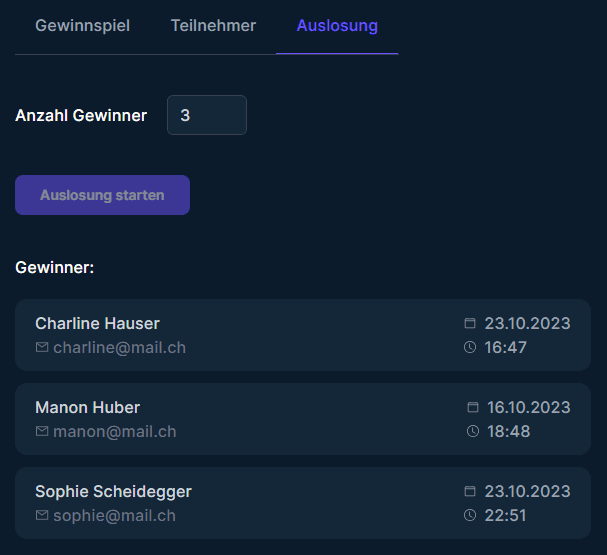 Teilnahmen am Weekendly Gewinnspiel verwalten